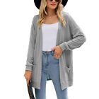 Ladies Long Sleeve Outwear Cardigan Sweater Casual Open Front Coats Black S 2XL