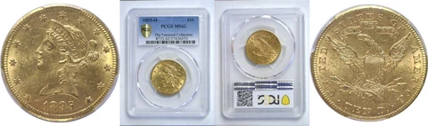 1895-O $10 Gold Coin PCGS MS-62 Cover