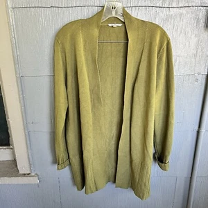 Vila Milano Open Front Cardigan Tunic Sweater Women L Green Viscose Wool Blend - Picture 1 of 5