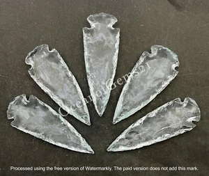 Man-made Clear Quartz 3-4 Inch Arrowhead Crystal 4 Pieces Gemstone Cabochon - Picture 1 of 10