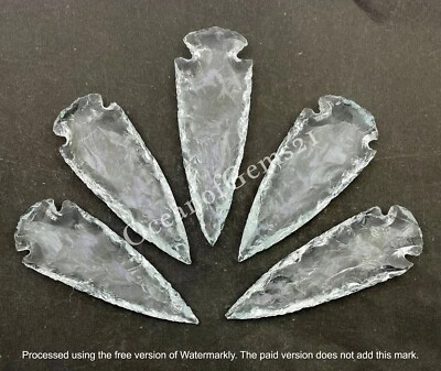Man-made Clear Quartz 3-4 Inch Arrowhead Crystal 4 Pieces Gemstone Cabochon - Image 1 of 4