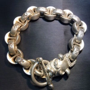 Beast Head Silver Bracelet Men's Bracelet Domineering Transfer Silver Bangle - Picture 1 of 5