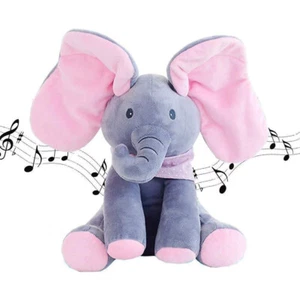 Peek-a-boo Soft Elephant Doll Baby Plush Kids Toy Singing Stuffed Animated Toys - Picture 1 of 22