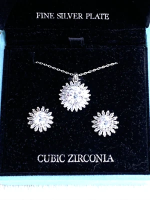 Danecraft Fine Silver Plate Necklace & Earrings IOB - Image 1 of 4