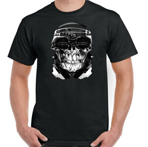 Skull T-Shirt Mens Funny Boogie Box Hi-Fi Ghetto Blaster Music Gothic Biker Top