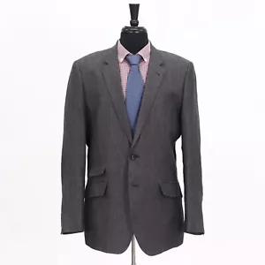 H&M 44R Gray Sport Coat Blazer Jacket Solid 2B Linen - Picture 1 of 11