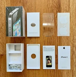 đ Autocollants Apple iPhone 4 BOITE SEULE A1332 noir 32 Go comme neufs, bouchons d'oreilles OEM et emballage - Photo 1 sur 14