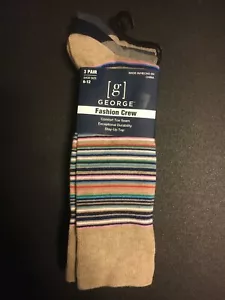 George Fashion Crew 3 Pair Comfort Toe Seam Socks size 6-12 New - Picture 1 of 3