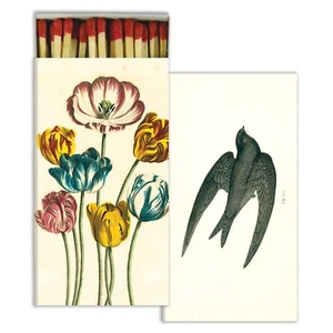 Variegated Tulips and Swift Set of 2 Large Matchboxes with Wooden Matches - Picture 1 of 2