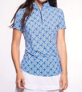 Neu mit Etikett IBKUL ANDREA BLAU kurzärmliges angedeutetes Golfshirt für Damen S M L XL XXL - Bild 1 von 1