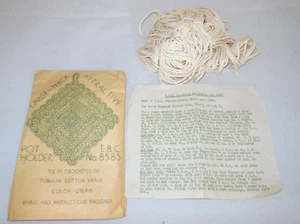 Vintage Craft Project T.B.C. Crocheted Pot Holder No. 8585 Tubular Cotton Braid - Picture 1 of 5