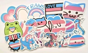 Trans Pride Stickers 20/60 Waterproof Vinyl Sticker For Water Bottle Laptop Bike - Picture 1 of 9