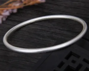 B25 Bangle 3 MM Thick Matte Frosted 999 Fine Silver Various Sizes - Picture 1 of 6