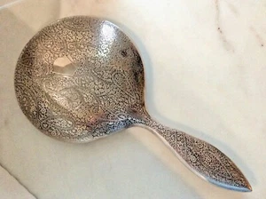 Anthropologie Vintage Chased Silver Vanity Hand Mirror - Picture 1 of 5