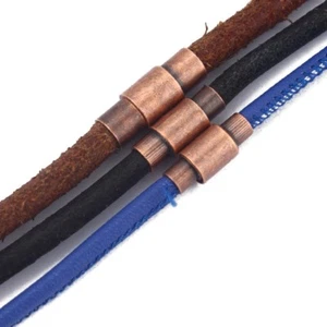 Antique Copper Barrel Magnetic Clasp End Caps Lock For 3mm 4mm 5mm Leather Cord - Picture 1 of 6