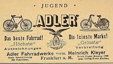 ADLER - Das beste Fahrrad Heinrich Kleyer Frankfurt Originalwerbung Reklame 1899