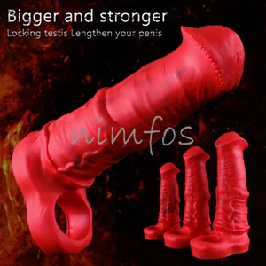 Penis Sheath Male Bigger Sleeve Girth Reusable Condom Extender-Enlarger-Enhancer - Picture 1 of 21