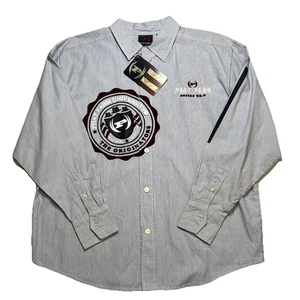 Phat Farm Herren Hemd mit Knopfleiste Gr. L 92.0 Serie blau gestreift Logo Y2K Vintage - Bild 1 von 4