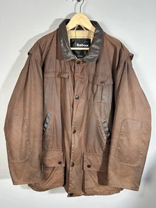 Barbour Vintage Bushman Trucker Country Wax Waterproof Heavy Coat Jacket XL - Picture 1 of 14