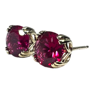 Lab Created Ruby 14K Yellow Gold Double Prong Filigree Studs 4mm 5mm 6mm 8mm - Picture 1 of 9