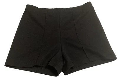 Pantalones Cortos Mujer Vintage Negro Poliéster 31" Cintura Elástica Arrugados Medianos Retro Foto 1 de 2