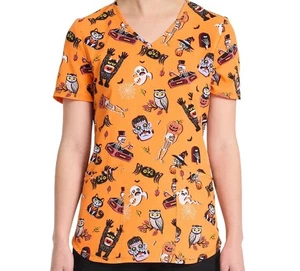 Neu mit Etikett Scrubstar Fright Friends Halloween Damen-Peeling-Top mit V-Ausschnitt, Größe M - Bild 1 von 5