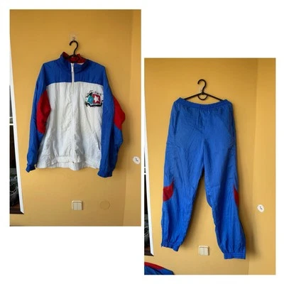 Jaqueta + Calça Vintage Puma Multicolorida Nylon Y2K Track Suit Anos 90 + Tamanho 6 (L) - Imagem 1 de 4