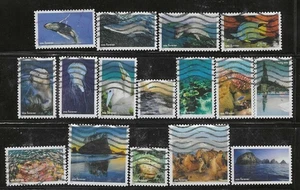 US Sc# 5713a-o NATIONAL MARINE SANCTUARY USED SET of 16 SINGLES OFF PAPER SOUND - Picture 1 of 1