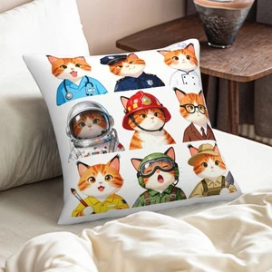 2 Stück Geschenk für Katzenliebhaber Kissenhülle Kissenbezüge Bezug 18 x 18 cm süße Katzen - Bild 1 von 9