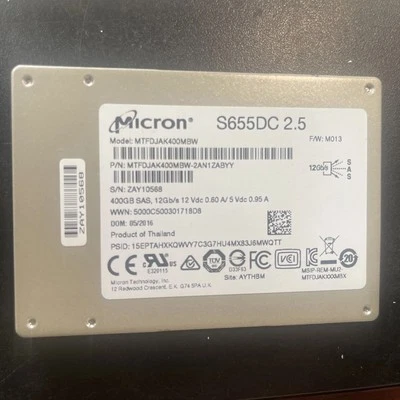 Micron S655DC 2.5  400 GB SAS 12 Gb MTFDJAK400MBW-2AN1ZABYY  - Image 1 of 2