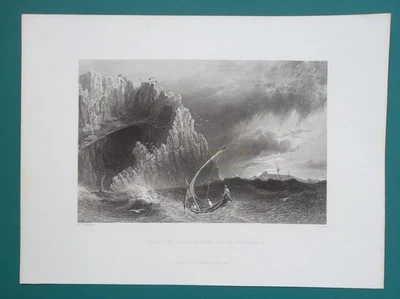 TURQUÍA Costa Mediterránea en Anamur - 1836 impresión antigua por Bartlett Foto 1 de 3