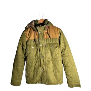 Levi's Jacke Herren Gr. S grün hellbraun Puffer Kapuze Möwe Reißverschluss Outdoor  - Bild 1 von 16