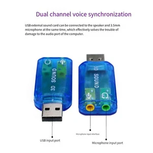 Mini USB 3 5mm Microphone Casque Carte Son pour Audio Cristal Clair - Photo 1/6