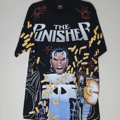 Camiseta RARA The Punisher Para Hombre XL AOP Wolverine Marvel Comics Bullets Crown - Imagen 1 de 4