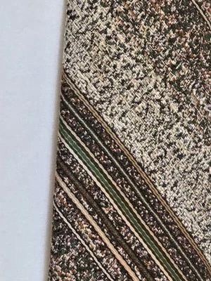 Vintage Tonino Firenze' Mens Neck Tie Brown, Green Striped 60s Retro 55"x3" Hip  - Image 1 of 4