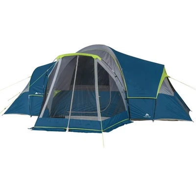 Ozark Trail 10-Person Dome Camping Tent with 3 Rooms and Screen Porch - Blue - Image 1 of 4
