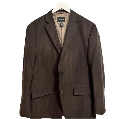 EUC Van Heusen Men’s 44R Dark Brown Faux Suede Blazer Suit Jacket Sport Coat - Image 1 of 4