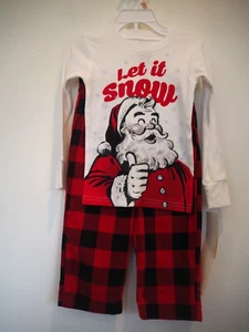 Carter's LET IT SNOW Santa Pajama Sleepwear 2pc Set Toddler Boy or Girl Size 2T - Picture 1 of 6