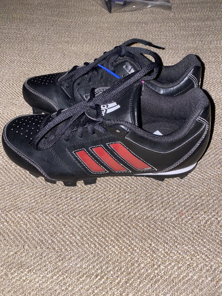 Adidas Icon Boys Kids Baseball Cleats Size 4 Black, Red & White SPG 753001 New! - Image 1 of 4