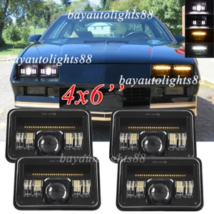 4x Fit CHEVROLET CAMARO RS 1982-92 4x6 INCH LED HALO Headlights HI/LO Beam w/DRL - Picture 1 of 11