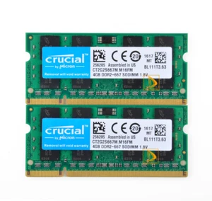 2pcs Crucial 4GB 2Rx8 PC2-5300S DDR2 667Mhz 200Pin RAM Memory Laptop SO-DIMM//-/ - Picture 1 of 11