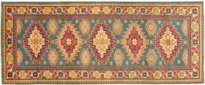 Kazak Teppich 80x250 Handgeknüpft Läufer grau Geometrisch Orientalisch UNIKAT - Bild 1 von 9