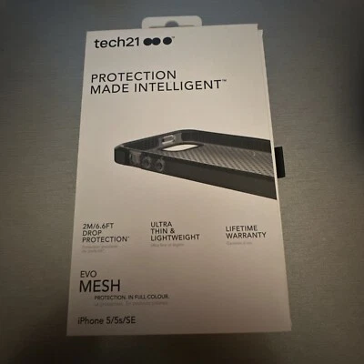 Tech21 Evo Mesh Series Flexible Gel Case for iPhone SE / 5s / 5 - Smoke / Black - Image 1 of 4