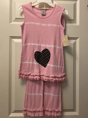 NWT - Designer Ann Loren - 2pc Pink Tie Dye Top & Ruffle Pants Outfit Size 9/10 - Image 1 of 4