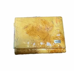 Vintage Bally Coin Purse Italy Orange Leaf Tri-fold Wallet 4” - Picture 1 of 6