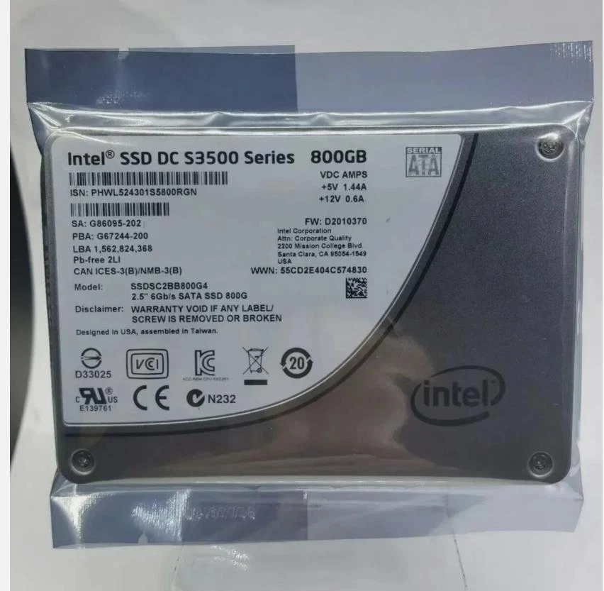 New Intel 800GB SSD DC S3500 6Gb/s 2.5" SATA SSD SSDSC2BB800G4 Solid State Drive - Image 1 of 1