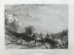 1838 Antique Print; Choquier Castle / Château de Chokier, Belgium after Salmon - Picture 1 of 2