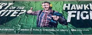 huge 11'x36' billboard tarp~ attorney John D Hawkins MAN WITH NAIL THROUGH THUMB - Picture 1 of 4