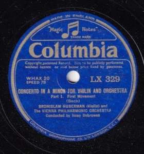 Huberman; Dobrowen. Bach (Violin concerto a-min). Col LX 329-30 (2). NM(-), tm - Imagen 1 de 1