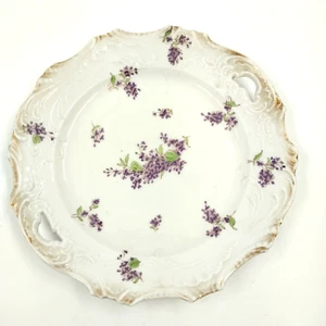 Limoges Bassett Austria Servierplatte violett floral Blume mit goldfarbenem Rand - Bild 1 von 7